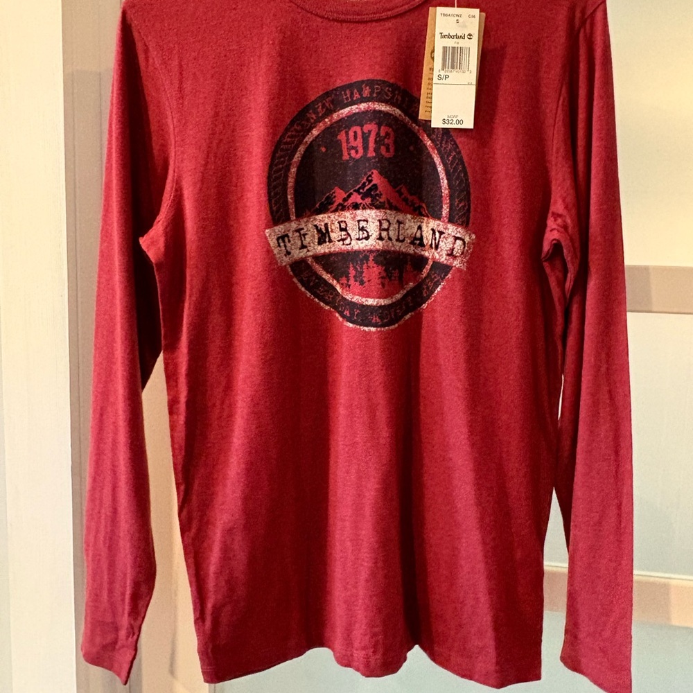 NWT Timberland Men's Burgundy Long Sleeve Tee